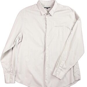 John Varvatos Shirt Mens 2XL Gray Polka Dot Button Front Lightweight Long Sleeve